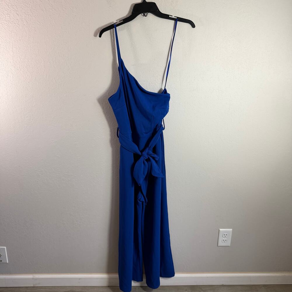 NWT Anrabess One Shoulder Sleeveless Wide Leg Jumpsuit Cobalt Blue Womens S